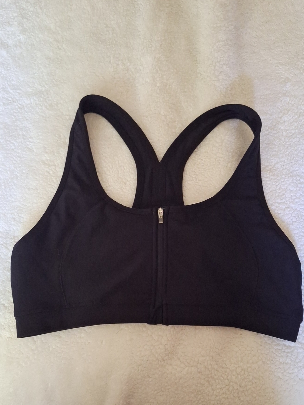 Ideology Black Front-Zip Racerback Sports Bra